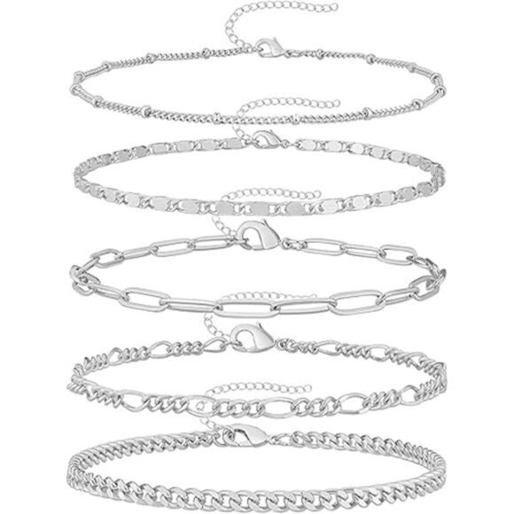 Ankle Bracelets for Women, 14k Gold Jewelry Set Waterproof Layered Cuban Chain - Picture 7 of 7